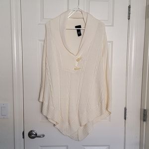 Torrid knit ivory poncho sz 1/2